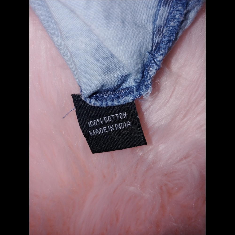 Fashion web button down crop top denim acid wash - Picture 5 of 5